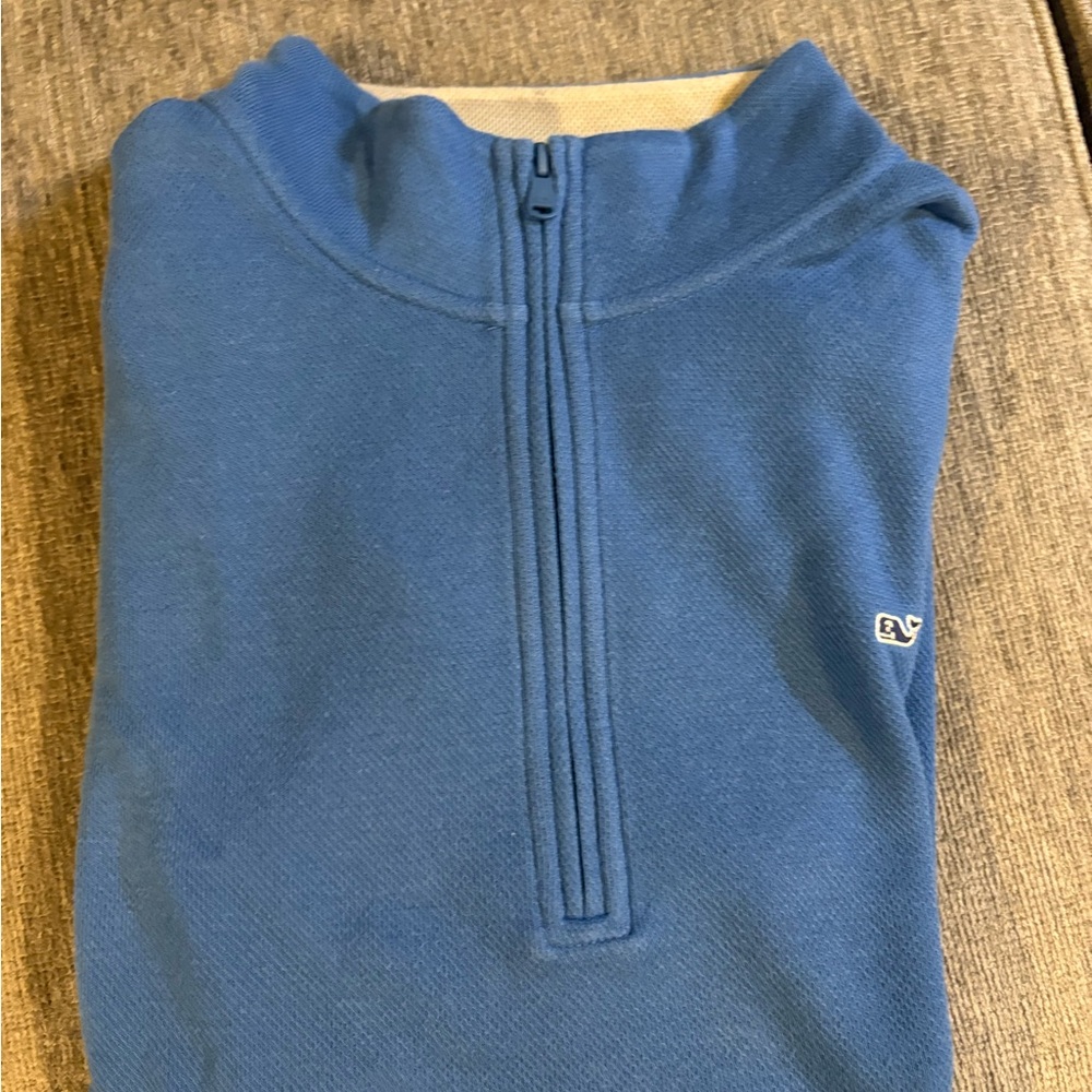 Vineyard Vines Men's Blue Quarter-Zip Sweater